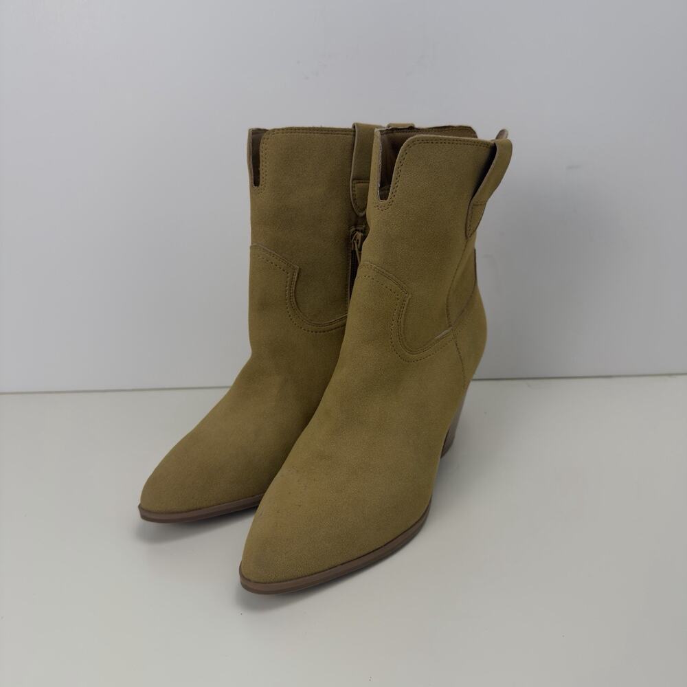MIA MARNIE TAN FAUX SUEDE WESTERN BOOTIES BOOTS SIZE 8.5M NWOB